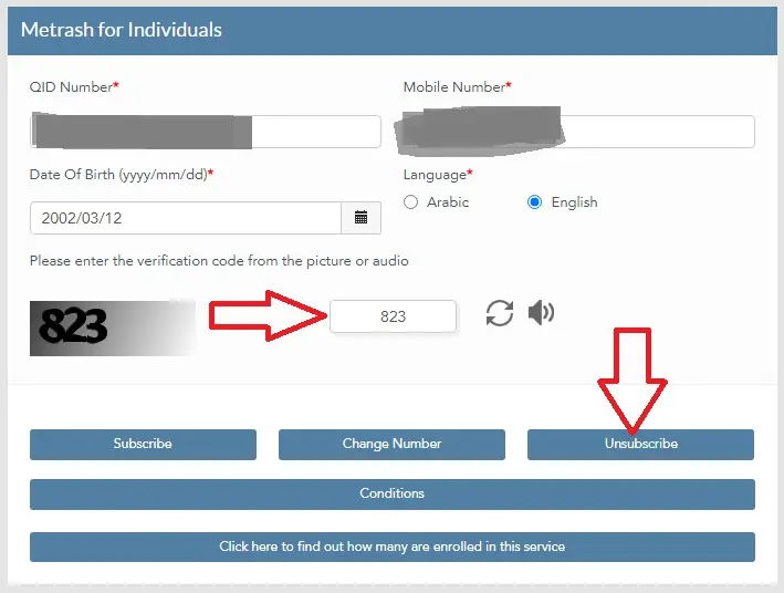 Deregister Mobile Number with QID