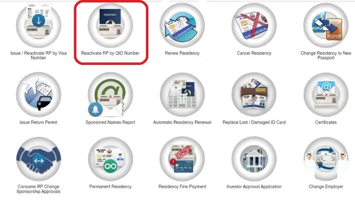 Reactivate Residence Permit by QID Number